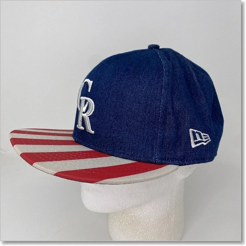 NWT Colorado Rockies Denim USA Flag Snapback Hat Cap MLB Baseball Star Stripes‎